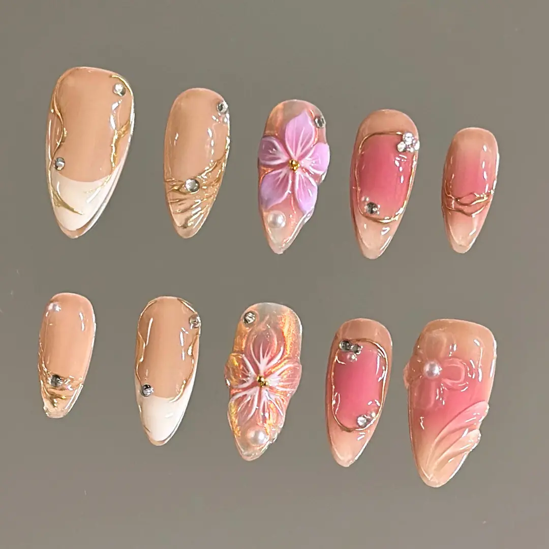 NailVesta PINKY PROMISE – 100% Handcrafted 3D Press-On Nails | Reusable, Long-Lasting, Salon-Quality black lace nail art nail art
