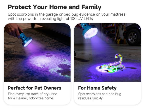 Multi-Purpose UV Detection Light: Ideal for Identifying Pet Accidents and Pest Infestations, Featuring Ultra-Bright LEDs, Durable Construction, and Portable Design, Great for Camping, Hiking, Night Trips, Blackouts, and Emergency Outdoor Use.