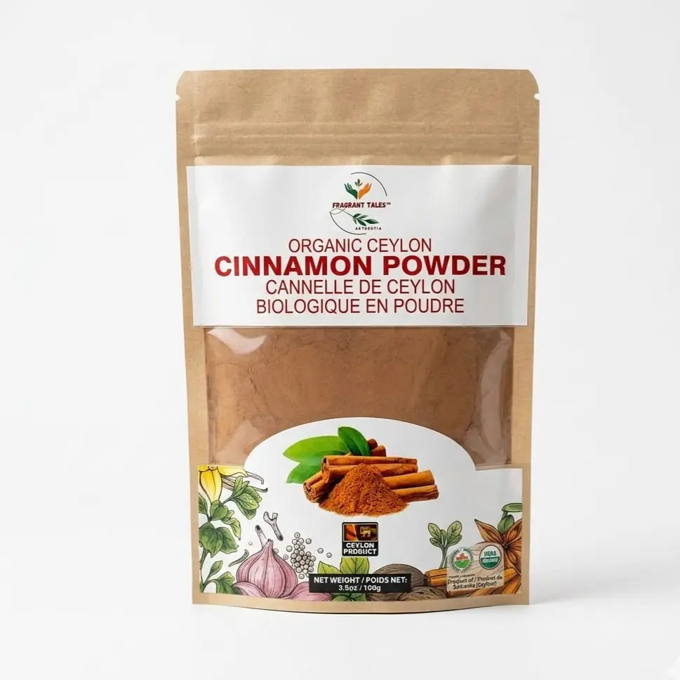 Premium Organic Ceylon Cinnamon Powder - 3.52 oz (100g), USDA Certified, Non-GMO, Gluten-Free, Spice Flavor, True Ceylon Cinnamon Fiber