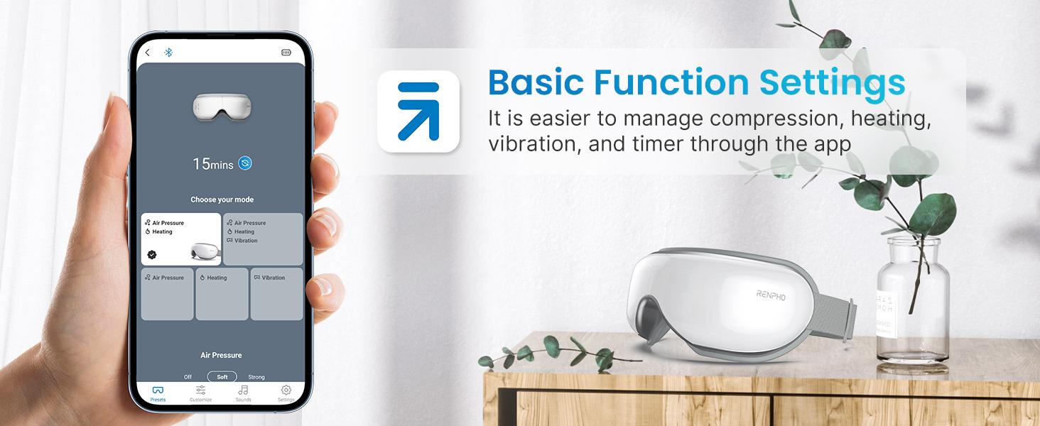 RENPHO Smart Heated Eye Massager with App Control, Face Massager Sleep Eye Mask Massage Setting with DIY Mode Gift Choice for Man Women Spring Glow Up