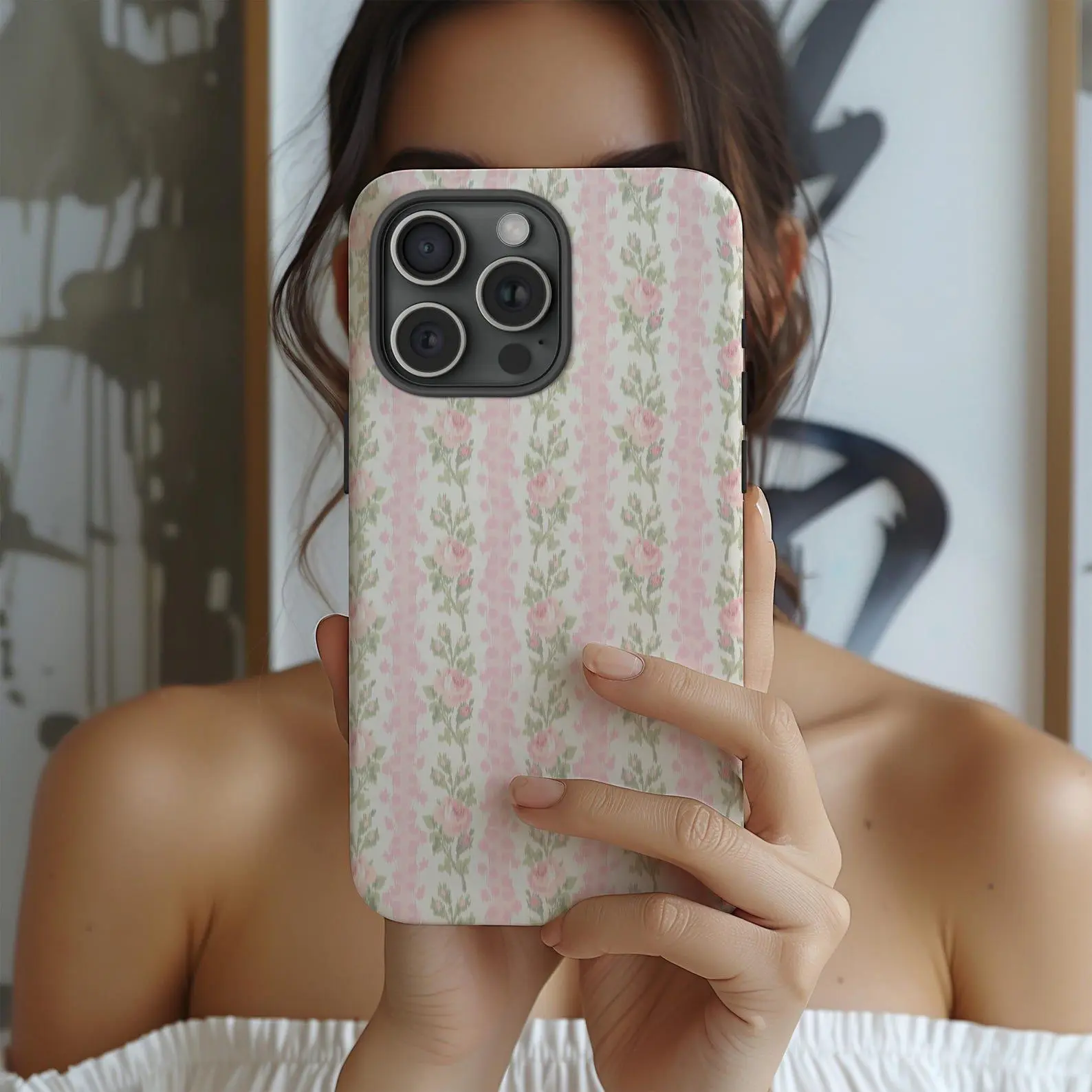 LoveShackFancy Peony Phone Case, Vintage Floral Stripes, Rose Stripe Phone Case, iPhone 17 16 15 14 13 12 11, Samsung S25 S24 Ultra
