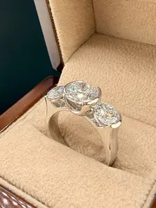 4.75 CTW IGI Certified Lab Grown Diamond Three-Stone Ring – 14K White Gold – 2.54 CT Center – Women’s Diamond Ring Size 9