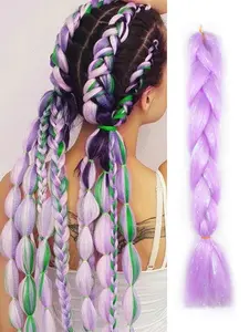 Colored Braiding Hair For Braiding 3 Packs 24inch Rainbow Braiding Hair Synthetic Crochet Braids Twist Ombre Jumbo Braiding Hair Extensions