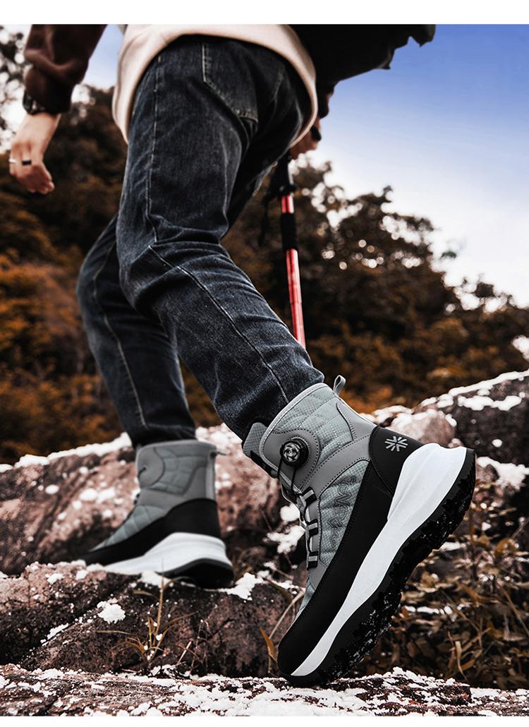 Men's Letter Print Contrast Faux Fur Snow Boots, CasualWaterproof Non-slip Ankle Boots for Outdoor Sports,Warm Shoes for Men