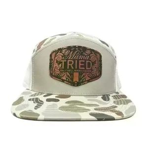 “Mama Tried” Duck Camo Trucker Hat – Premium Leather Patch Flat Bill Snapback, Mother’s Day Gift