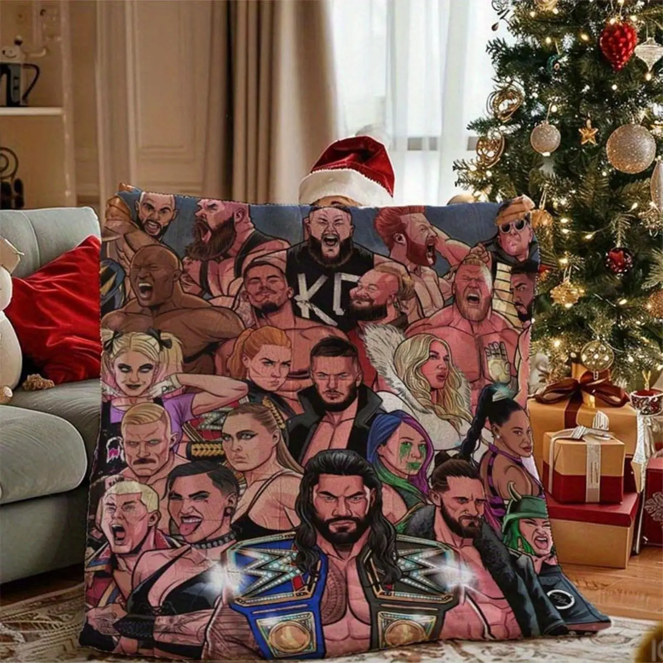 Wrestling Characters Pattern Printed Soft Flannel Blanket, Suitable for All Seasons, Hypoallergenic And Tear-Resistant, Perfect for Sofas, Beds, Offices, Camping, And Travel, Skin-friendly, lightweight and soft
