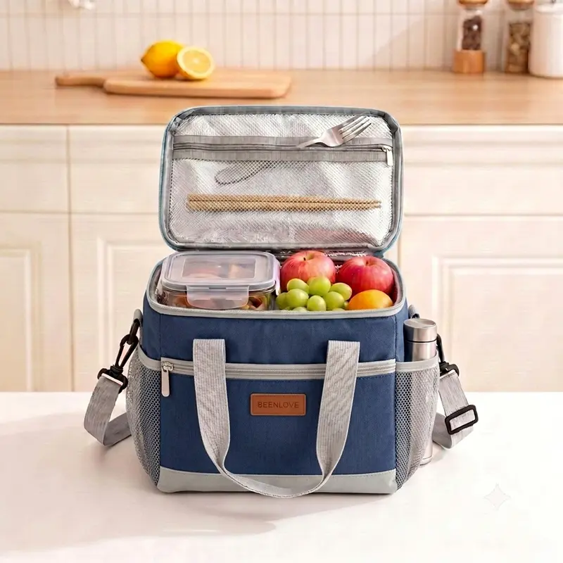 Cooler Bag, Waterproof Oxford Insulated Lunch Bag with Detachable Shoulder Strap, Large Capacity Thermal Cooler Bag for Work Picnic Road Trip