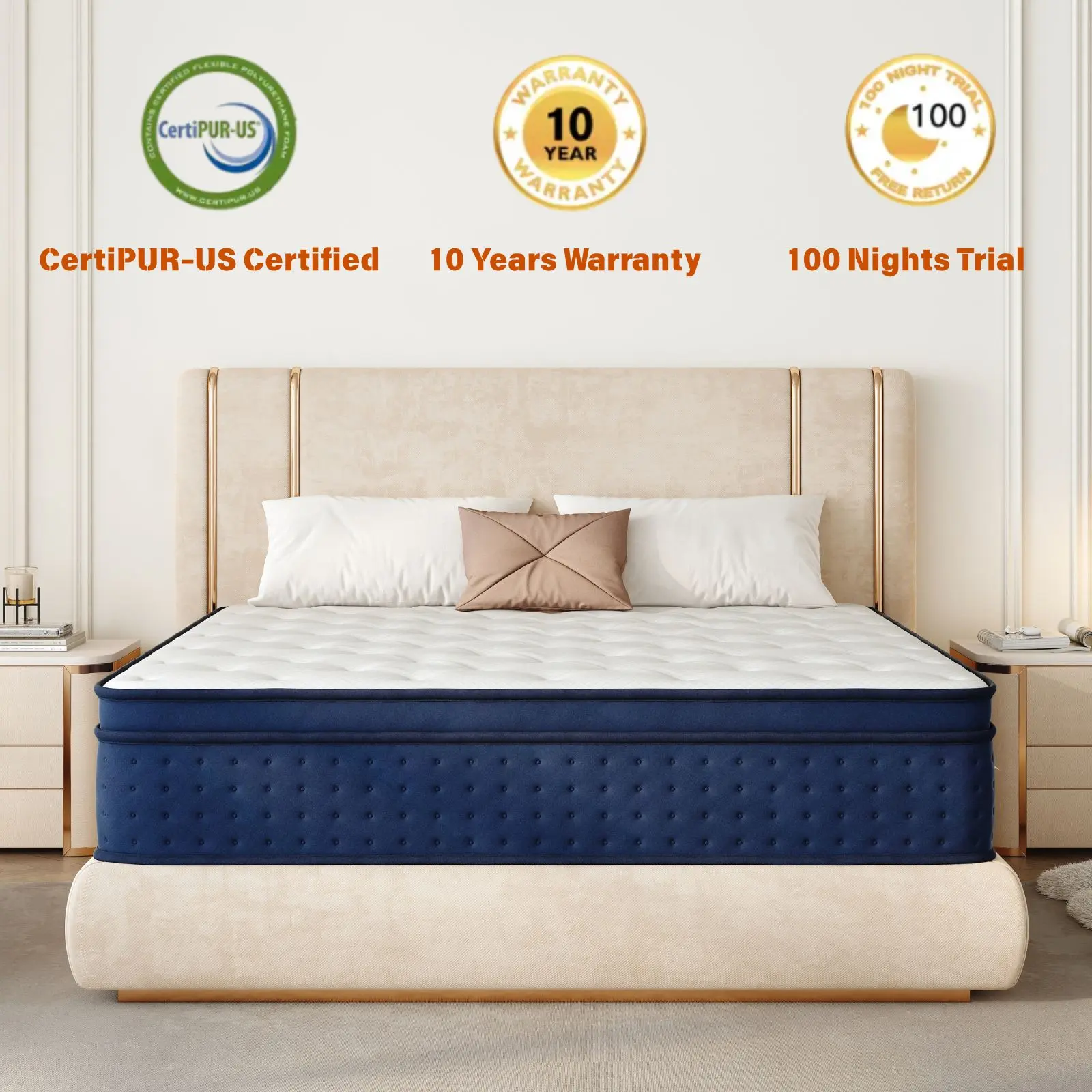 【10/12/14 Inch Twin, Full, Queen, King  Memory Foam And Spring, Hybrid  Medium Firmness,Motion Isolation and Firm Edges， Breathable Spring   ,Ergonomic queen size  Interior Modern，For Home Rooms Hotels fort able Pocket Coil Mattress modern