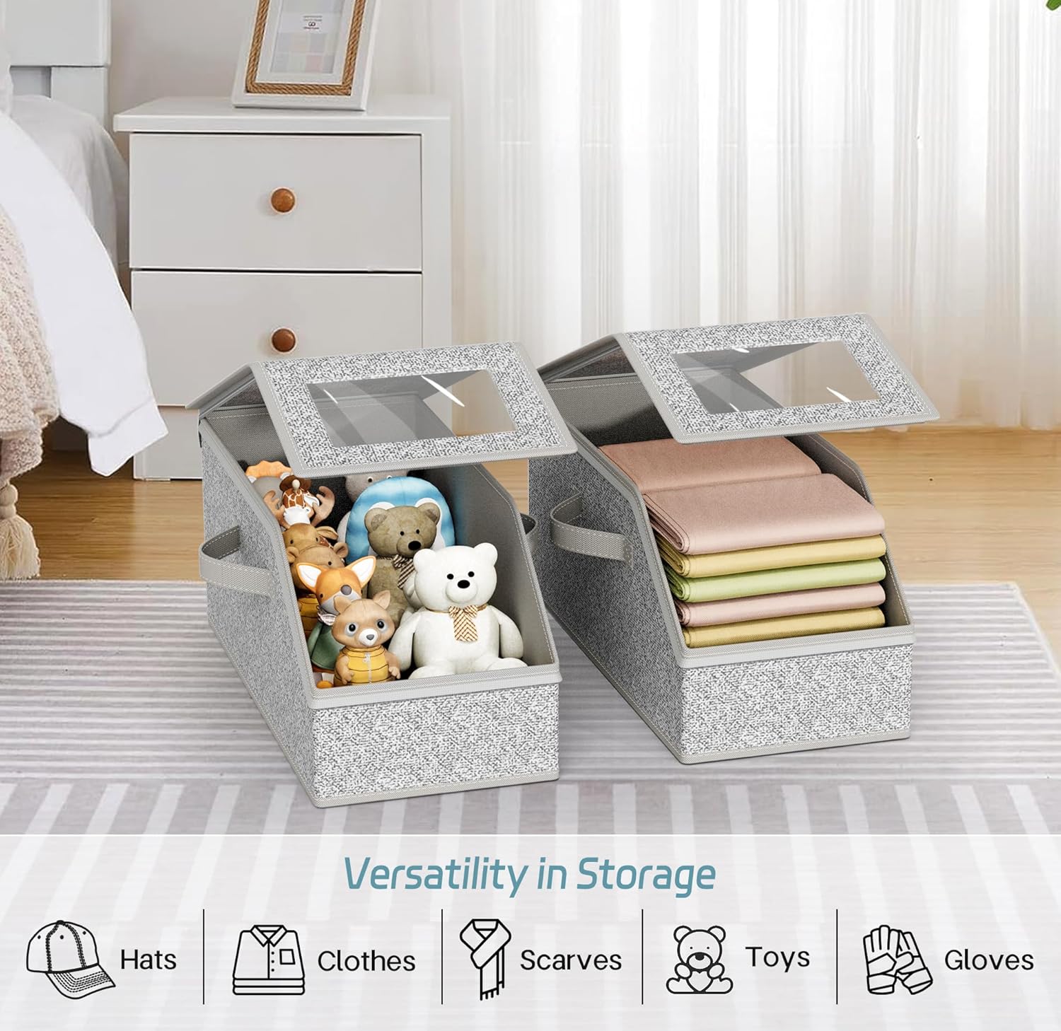 2 PCS Stackable Hat Storage Boxes for Baseball Caps, Holds Up to 24 Hats, Durable Cardboard Box for Men, Classic Style, Wardrobe Organizer