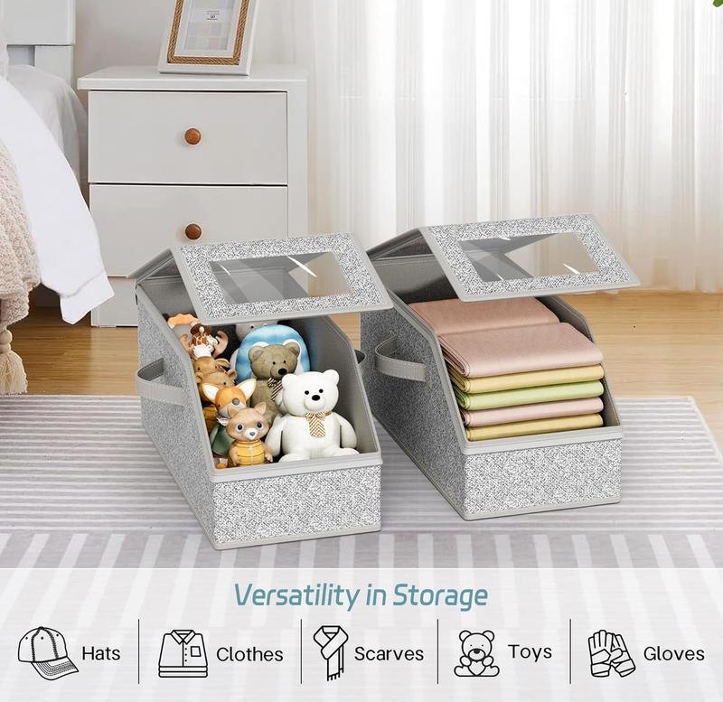 2 PCS Stackable Hat Storage Boxes for Baseball Caps, Holds Up to 24 Hats, Durable Cardboard Box for Men, Classic Style, Wardrobe Organizer