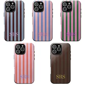 Personalized Future Mrs. Custom Monogram Phone Case, Bold Stripe Initial Cover, Aesthetic Bridal Shower Gift, Unique Engagement Gift for Bride-to-be