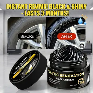 Rubber & Plastic Tire Restoration Paste for Cars (3.5 oz / 100 g), Quick Brightening, Black Trim Restoration for Bumpers, Long-Lasting Car Shine, Restoring Wax [Local Stock Available]