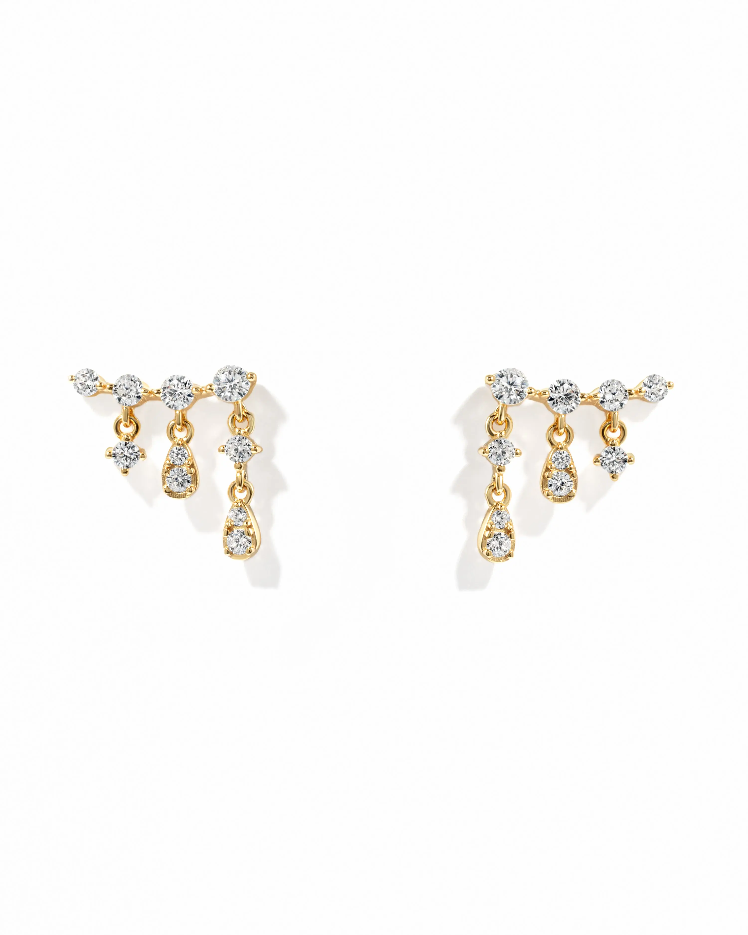 Sami Jewels Ear Climber Earrings, 925 Sterling Silver Earrings, 14K Gold Plated Earrings, Dainty Earrings, Cubic Zirconia Climber Earrings