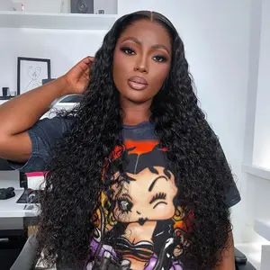 [Exclusive Deal] OQ HAIR 7x5 Water Wave Wear Go Wig Free Upgrade With Drawstring Pre-Everyting Human Hair Lace Front Wigs Pre Plucked Bleached Knots for Beginners Friendly Human Hair Wigs