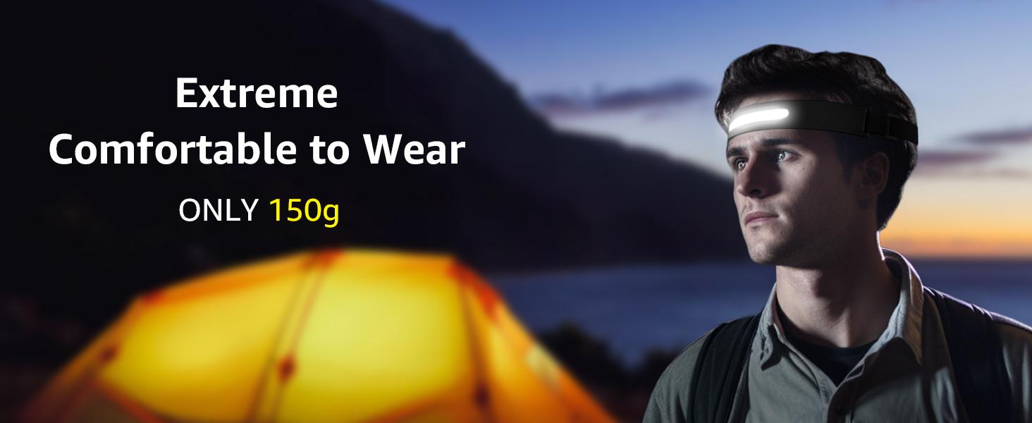 Lepro Headlamp - Super Bright LED Head Lamp Rechargeable with 230°Wide Beam, Adjustable Spotlight, Motion Sensor, 5 Modes, Waterproof Lightweight Headlight Flashlight for Camping Running