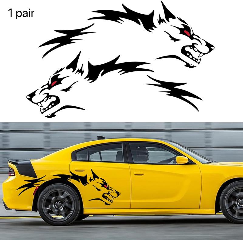 RAVOONY 2Pcs Wolf Car Sticker Decal for Car Body Side Stickers Auto Red-Eyed Wolf Totem Automotive Vinyl Truck Decal Bold Fierce Design Waterproof Universal Application Vehicle Exterior Decoration RAVOONY 2Pcs Wolf Car Sticker Decal for Car Body Side Stickers Auto Red-Eyed Wolf Totem Automotive Vinyl Truck Decal Bold Fierce Design Waterproof Universal Application Vehicle Exterior Decoration