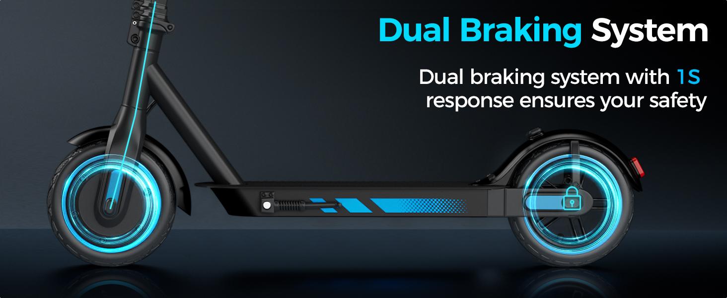 Electric Scooter 500W Motor for Adult with 10" Vacuum Big Tire, Max Speed 28MPH, Foldable & Portable EScooter for Commuting, Electric Kick Scooter with APP Control 36V 10.5AH Battery long Range Commuter Electric Scooter dual brake