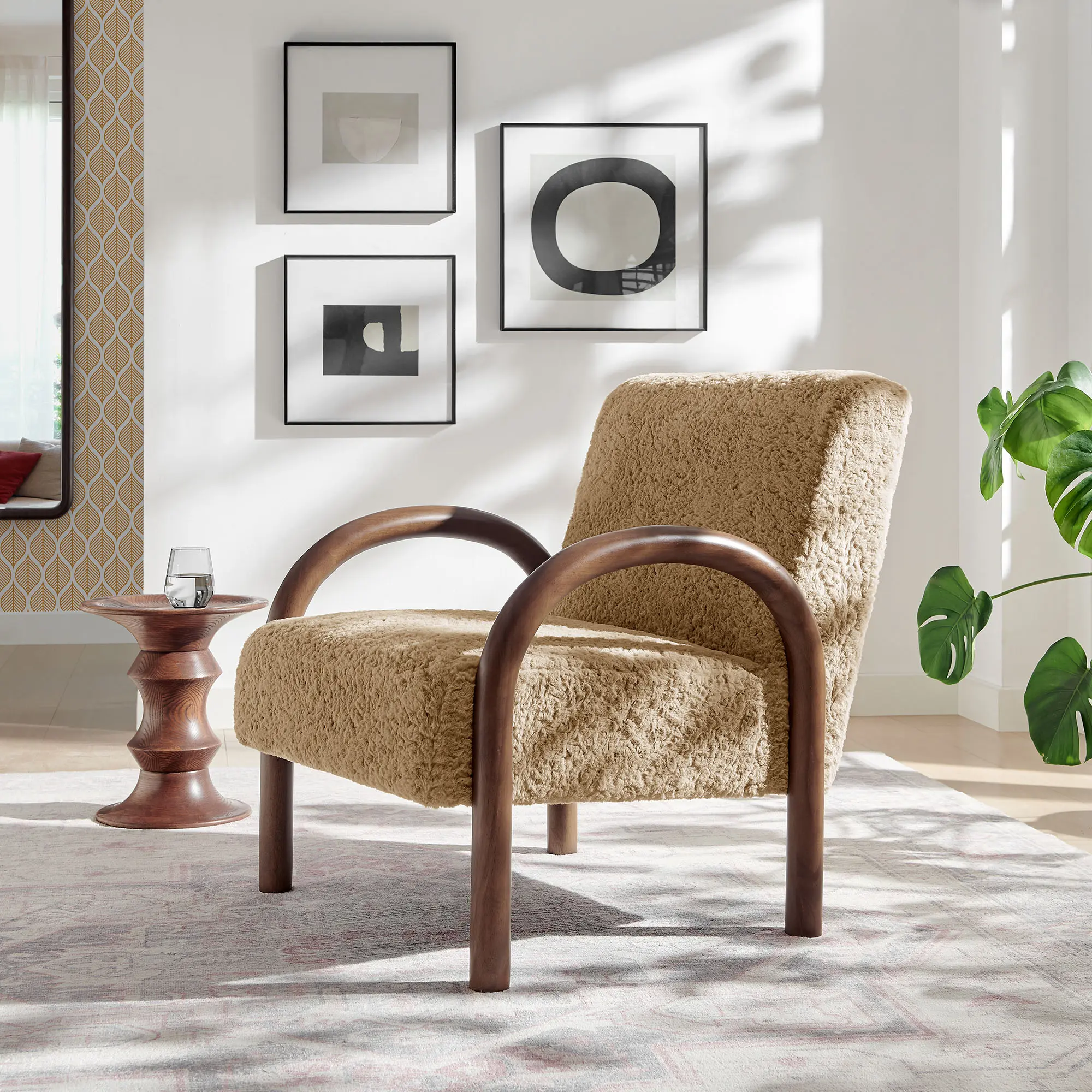 Lunet Faux Shearling Accent Armchair in Sand Lunet Faux Shearling Accent Armchair in Sand