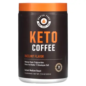 RAPIDFIRE Keto Coffee, Hazelnut, Instant, Medium Roast, 7.93 oz (225 g)