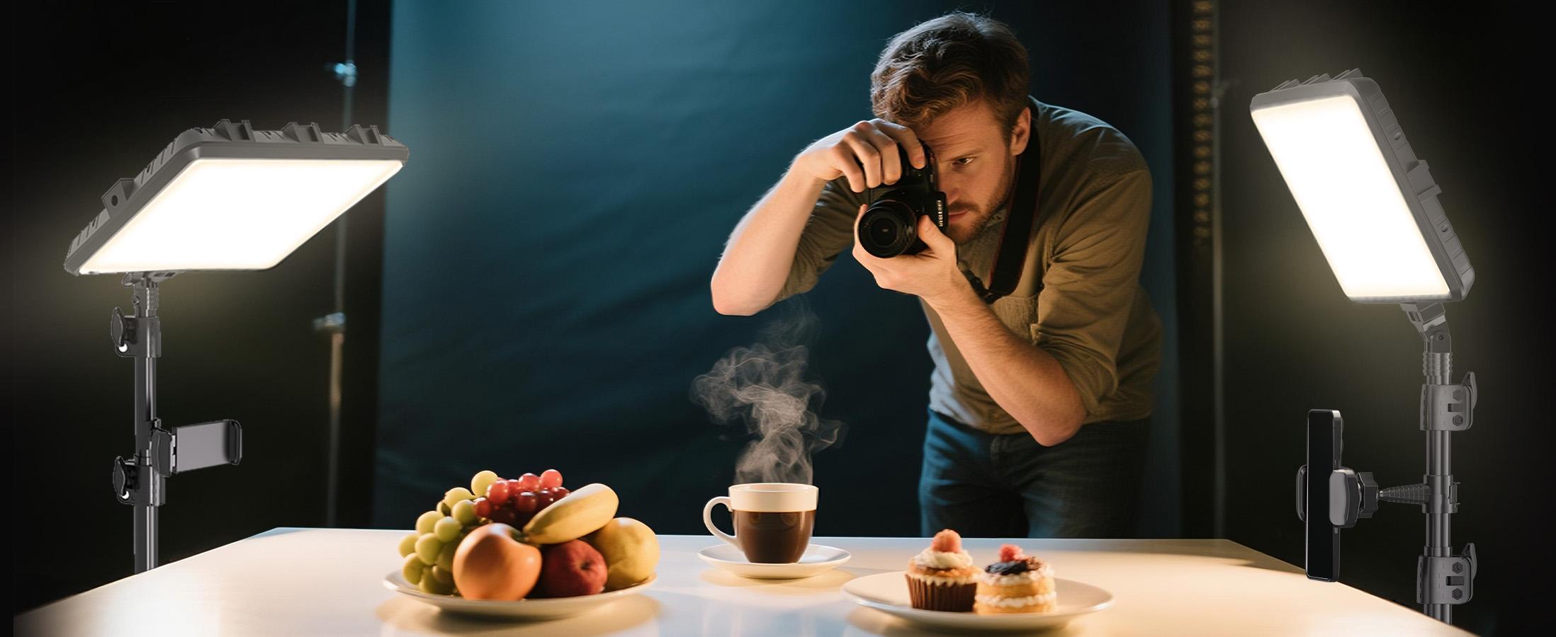 NiceVeedi Studio Light 2-Pack LED Video Light Kit with Tripod Stand & Phone Holder, 2800-6500K Dimmable, 73" Stream Light for Video Recording