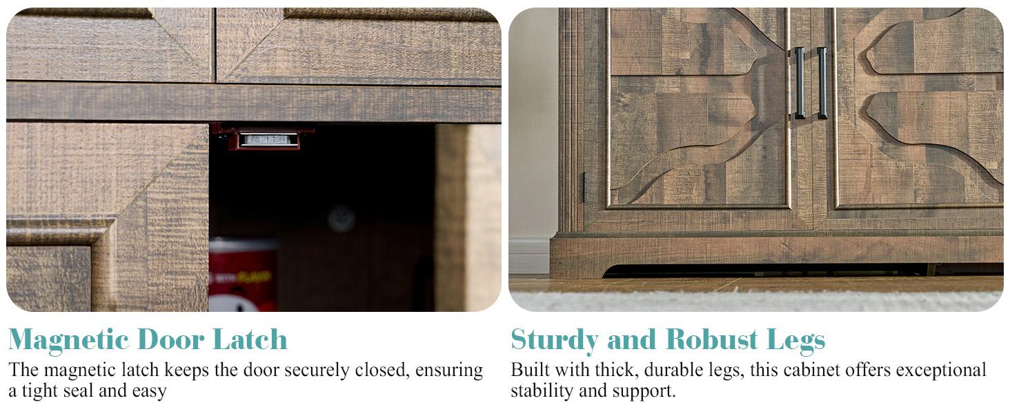 [Ships in 2 Boxes] AMERLIFE 60" Farmhouse Coffee Bar Cabinet with Beverage Fridge (Included), Wine Bar Cabinet with Drawer Storage, Mini Fridge Cabinet, Sideboard Cabinet for Dining Room, Living Room