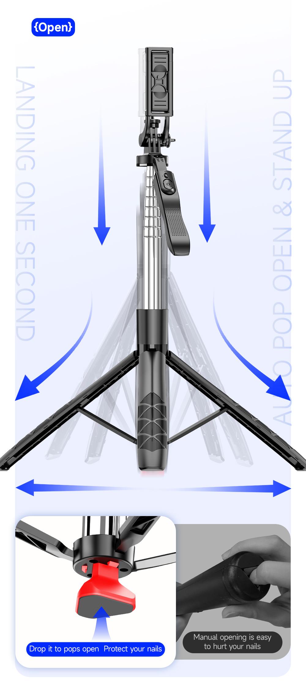 71"Auto Face Tracking Tripod for iPhone/Android with Remote One Click Pop Up Selfie Stick Tripod Gesture Control 360° Rotating Face Tracker,Follows Your Movement,for iPhone 17/16/15/14/13/Android/Camera/GoPro