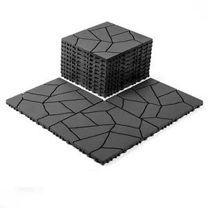 44 Pieces Deck Tile 12" x 12" Garage Pavers Flooring, Outdoor Waterproof Patio Tiles, All Weather Use Plastic Decking, Interlocking Floor Tiles Outdoor, DIY Garage Floor Covering