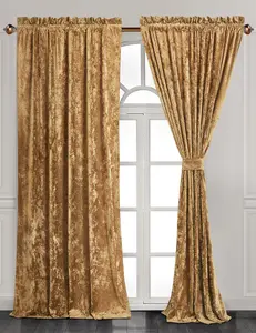 CHEZMOI COLLECTION Lux Velvet Curtain Set Rod Pocket Drapes 2-Panels 100% Polyester Window Drape Panels Tiebacks Machine Washable