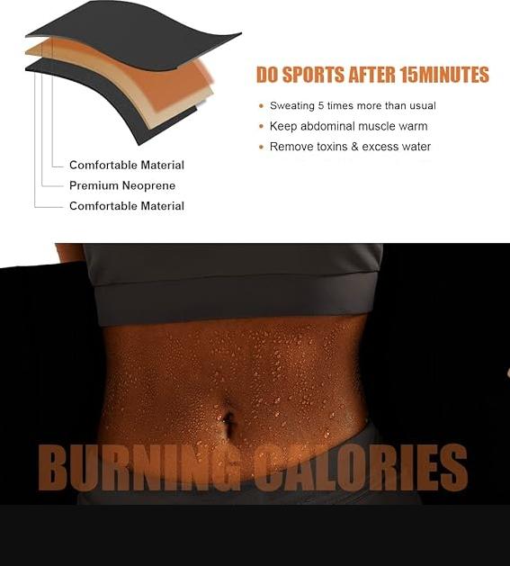 FeelinGirl Women Long Torso Sauna Workout Double Belts Neoprene Sports Waist Belt Corset Waist Cincher Zipper Trimmer Womenswear