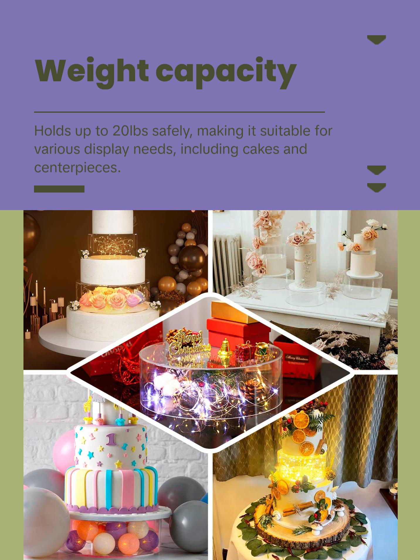 14" Round Acrylic Transparent Fillable Display Box Cake Stand, Clear Pedestal Riser With Hollow Bottom