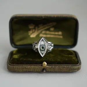 Antique Silver All-Seeing Eye Ouroboros Snake Ring - Gothic Biker Statement Costume Finger Jewelry