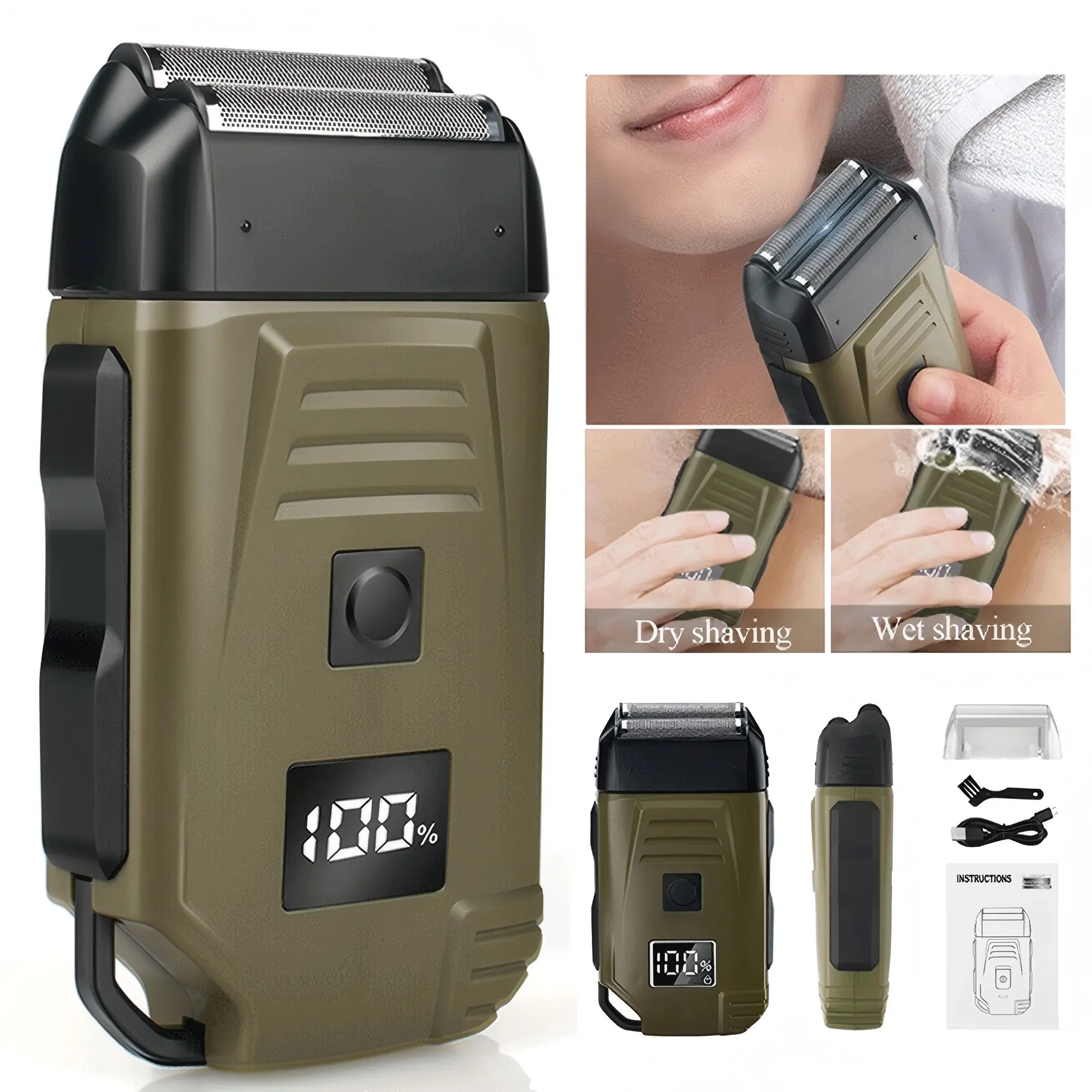 {Best For Gifts} Electric Foil Shaver Kit Cordless Wet/Dry USB Electric Shaver Trimmer Razor Rechargeable Hair Beard Shaving Machine,Blade Head Shaver Razor Twin Blade Beard Trimmer Best For Hoilday Gifts Lightweight Titanium