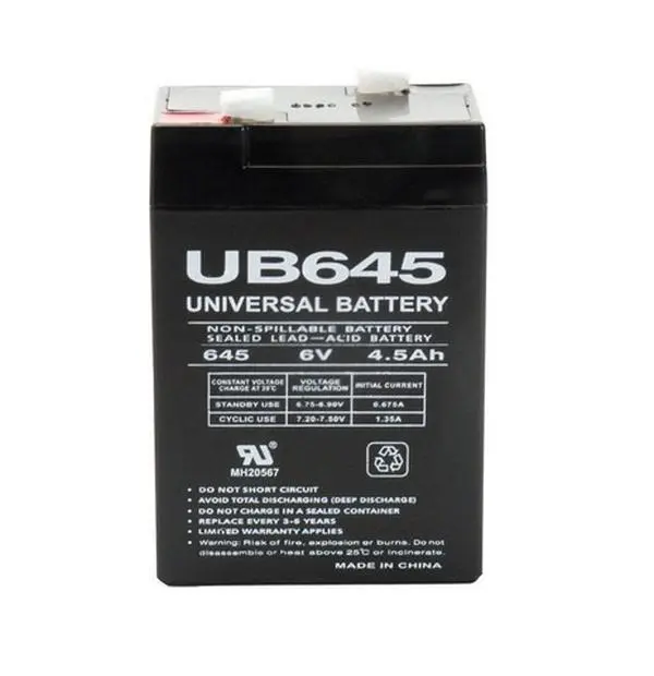 212 MAIN UB645 Sealed Lead Acid Rechargeable Batteries - 6V 4.5Ah, 2-Pack Compact Rectangular Secondary Universal Replacement for Outdoor Gear, Cycling Equipment