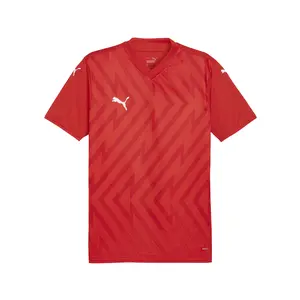 PUMA Mens Teamglory V Neck Short Sleeve Jersey Casual - Red