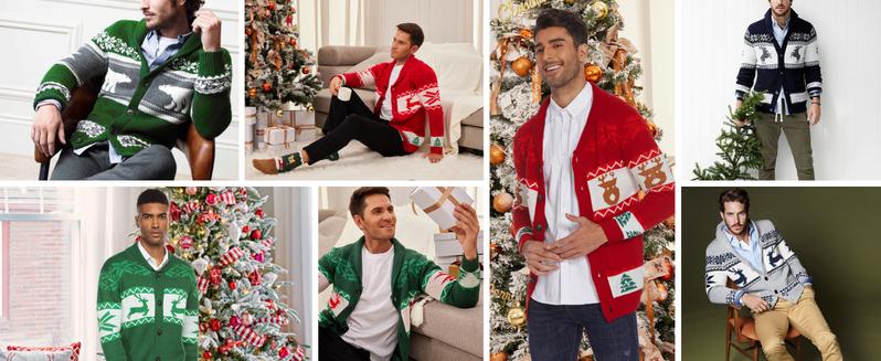Coofandy Men's Fall Outfits  Christmas Cardigan - Reindeer Snowflake Shawl Collar Knitted Sweater for Winter Festive Occasions Casual Preppy Style