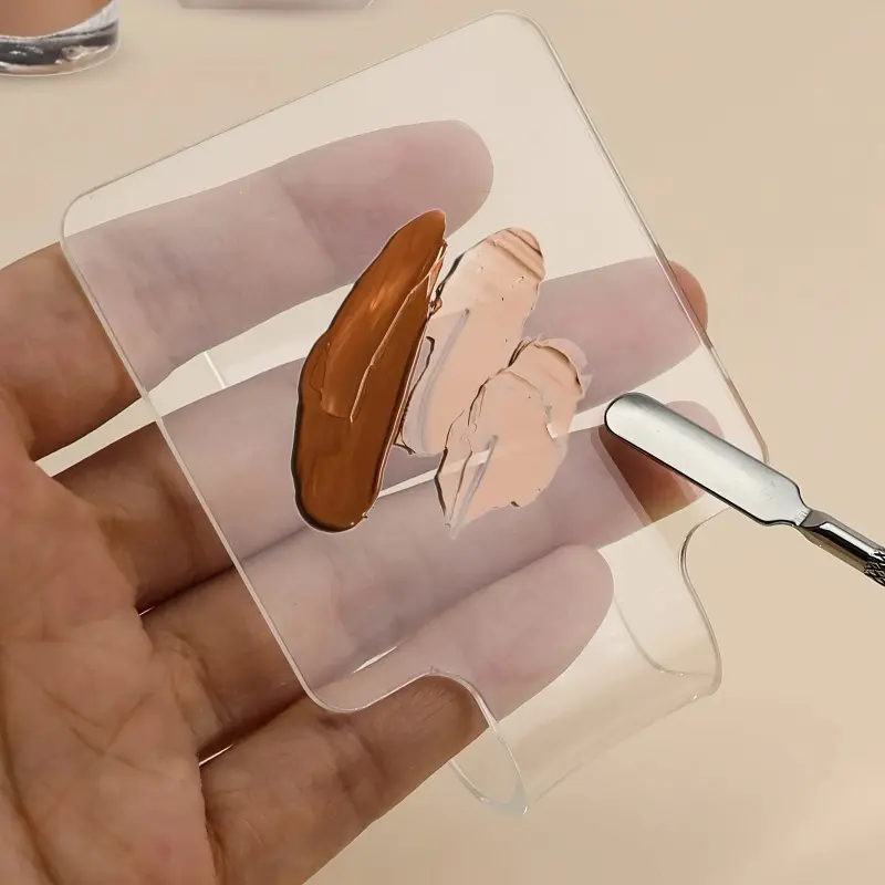 1pc Acrylic Palette Make-up Palette Palette Tonal Sticks Foundation Liquid Toning Tool，Square Foundation Art Palette Handheld Cosmetic Mixing Palette Transparent Portable Ideal for Travel Daily Makeup