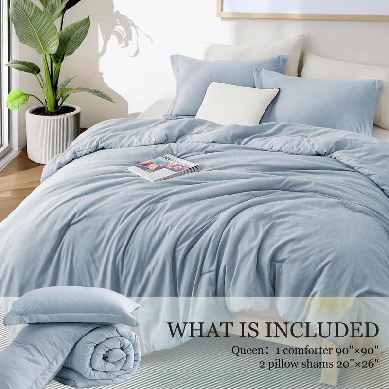 Raybee 3-PCS Soft Comforter Set Queen Size ,Bedding Set for Winter ,Soft Luxury Cationic Dyeing Comforter for All Season,Including 1 Comforter Set & 1 Or2 Pillows Shams [Black Friday]