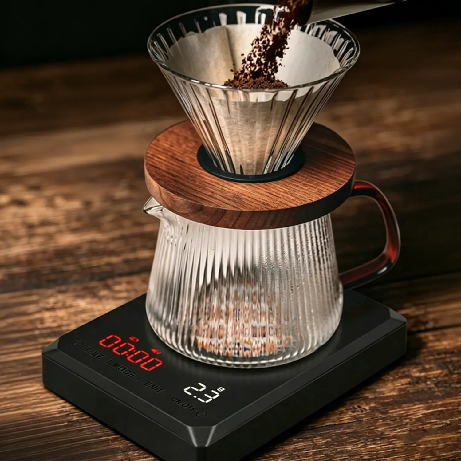 USB-C Rechargeable Mini Digital Scale, High Precision 2kg×0.1g Coffee Scale with LED Screen & 3-Mode Timer for Home Barista Kitchen Use