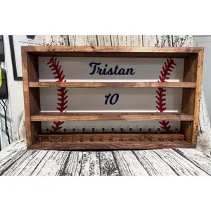 Personalized Baseball Ring Holder: Handmade Championship Display baseball ring and ball holder