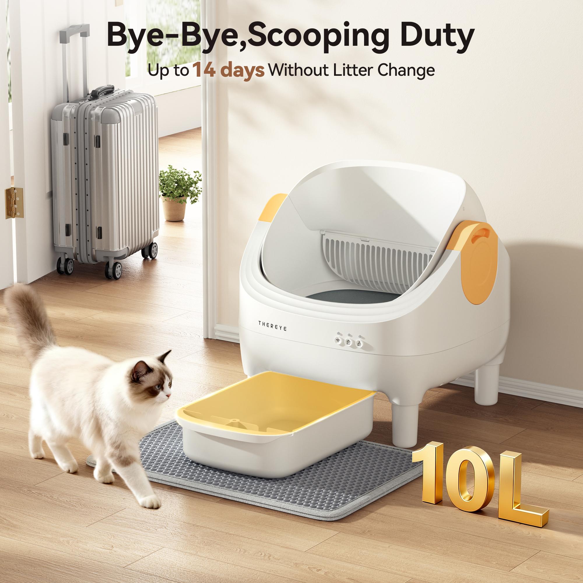 Thereye Open-Top Self-Cleaning Cat Litter Box, Automatic with App Control Wifi Odor-Free Waste Disposal Includes Trash Bags Litterbox