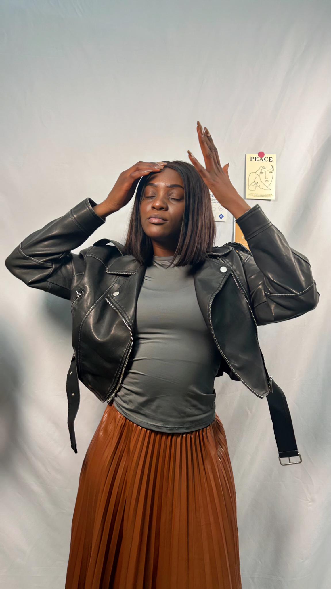 New Women Retro Faux Soft Leather Jacket Coat Turndown Collar Belted PU Moto Biker Black Punk Outerwear *LooKo