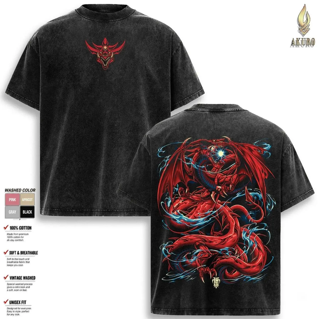 Slifer The Sky Dragon T Shirt, Yu Gi Oh Graphic Tee, Egyptian God Card Vintage Washed Oversized Shirt, Streetwear Soft Cotton Unisex Gift TAH