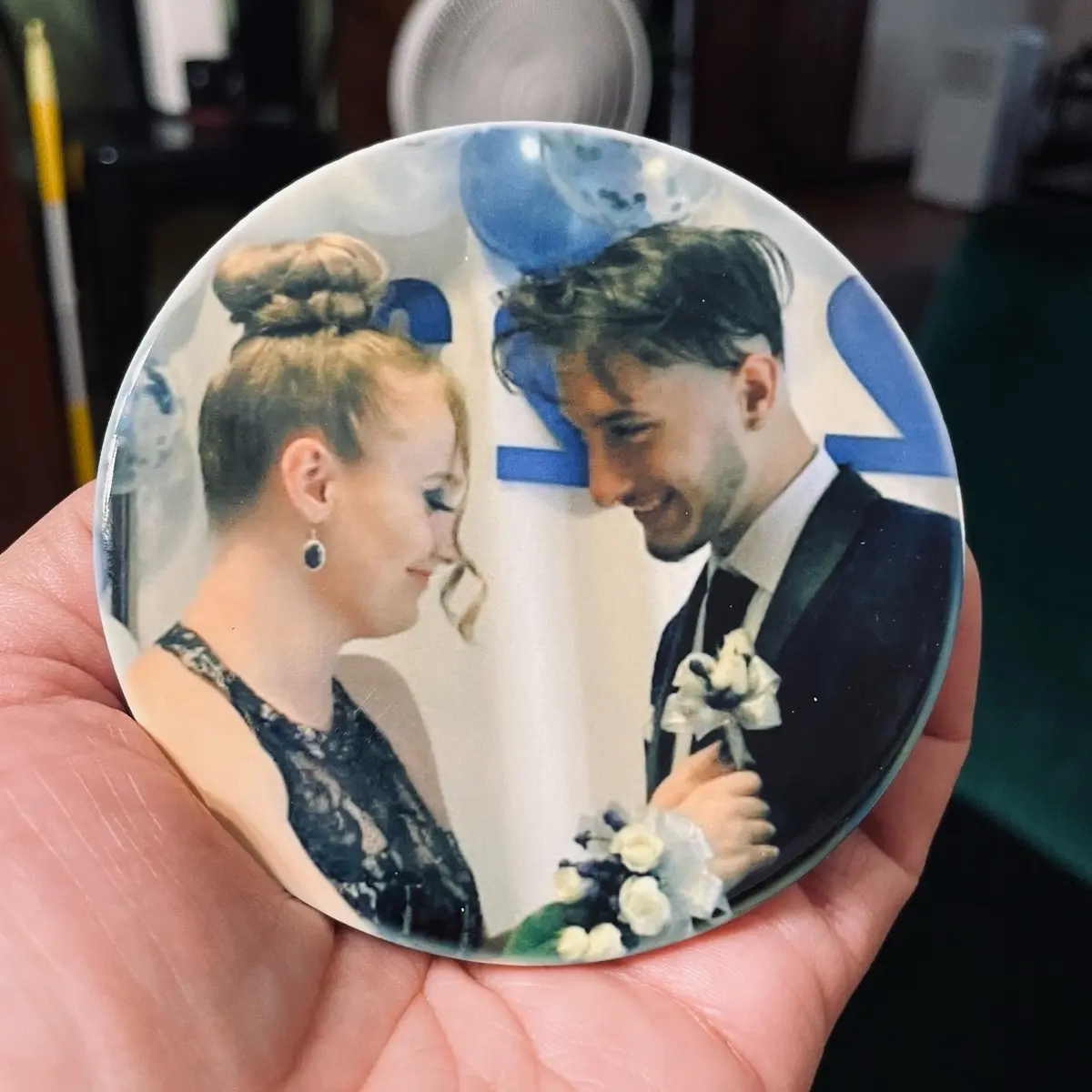 Personalized Ceramic Round Coaster with Photo Glossy, Cork Backing, Durable Design, Personalization Option Available, Stylish Tableware