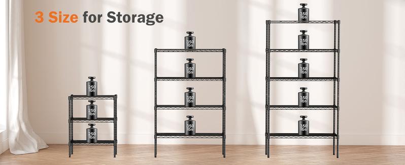 【Deal】Sweet Furniture Storage Shelving Unit, Adjustable Metal Wire Racks Heavy Duty Standing Shelf Organizer for Kitchen, Closet, Pantry, Garage, Bathroom