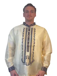 Handmade Kapamilya Barong Tagalog for Men - Long Sleeve Traditional Filipino Shirt -  Ethnic Organza - US Size