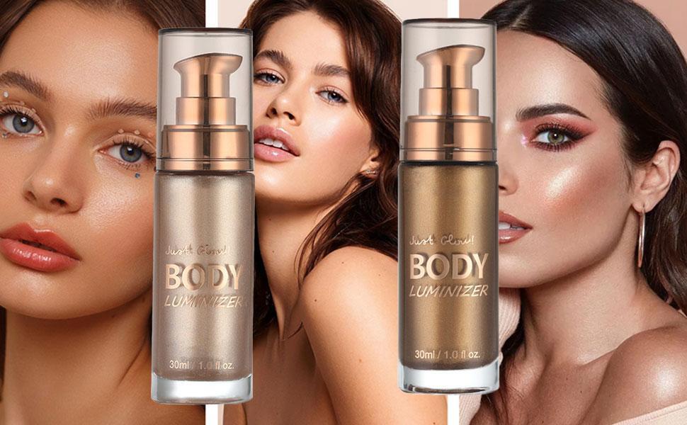 Body Luminizer Waterproof Smooth Shimmer Face Glow Illuminator Non-sticky Liquid Highlight (30 ML, 04 Rose Gold)