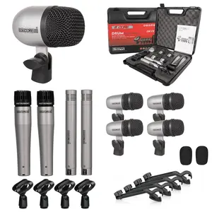 5 Core Drum Microphone Kit 9Pc All Metal Drummer Mics Tom/Snare & Cymbals Wired Instrument Drums Set