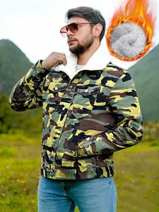 Men's Fleece Jean Jacket Warm Winter Coat Cotton Sherpa Lined Fur Classic Denim Trucker Jacket for Men