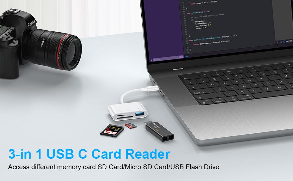 USB C Micro SD Card Reader Adapter for iPhone 17 Pro Max Air, 16, 16e, 16 Pro Max, 16 Pro, 16 Plus, 15 Pro Max Plus, Mac, Type C to TF/Micro SD Memory Card Reader Digital Camera Adapter Transfer