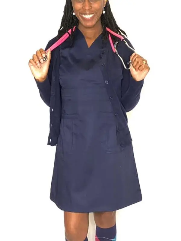 Abigail Israel Scrub Dress Work Uniform for Petite Women - Socks Included